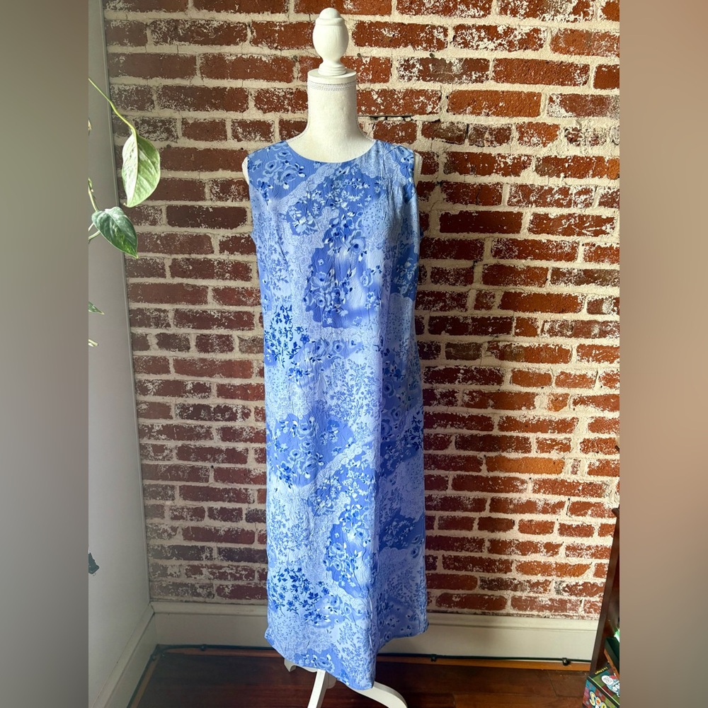 Y2K Dressbarn Blue Floral Midi Dress - Picture 2 of 10